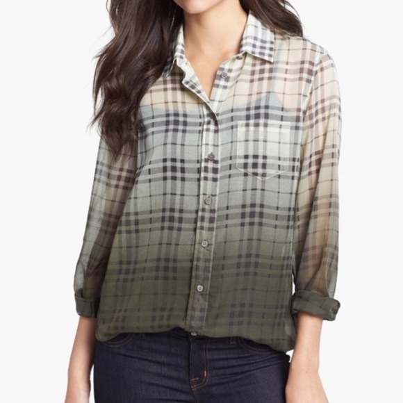 Two by Vince Camuto Ombré Plaid Button Front Shirt - Picture 13 of 13